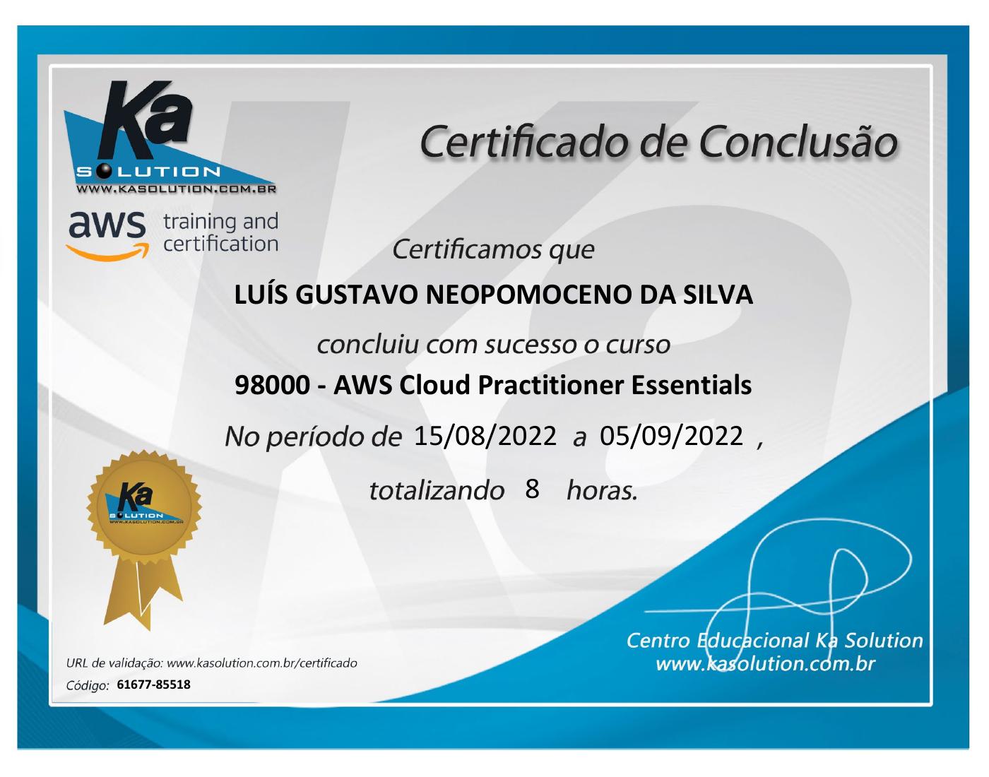 Prévia do certificado de 98000 - aws cloud practitioner essentials