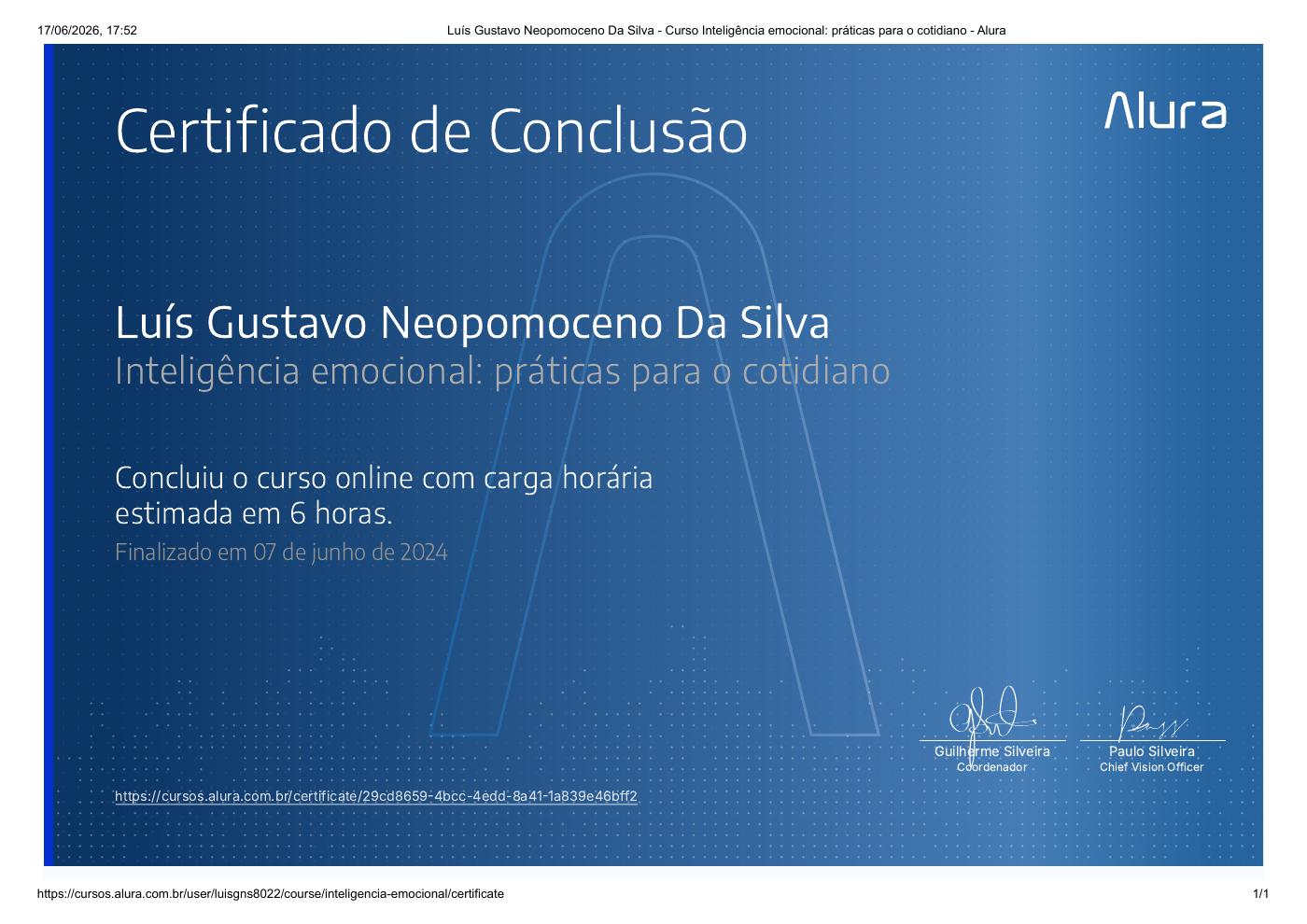 Prévia do certificado de Inteligência emocional: práticas para o cotidiano
